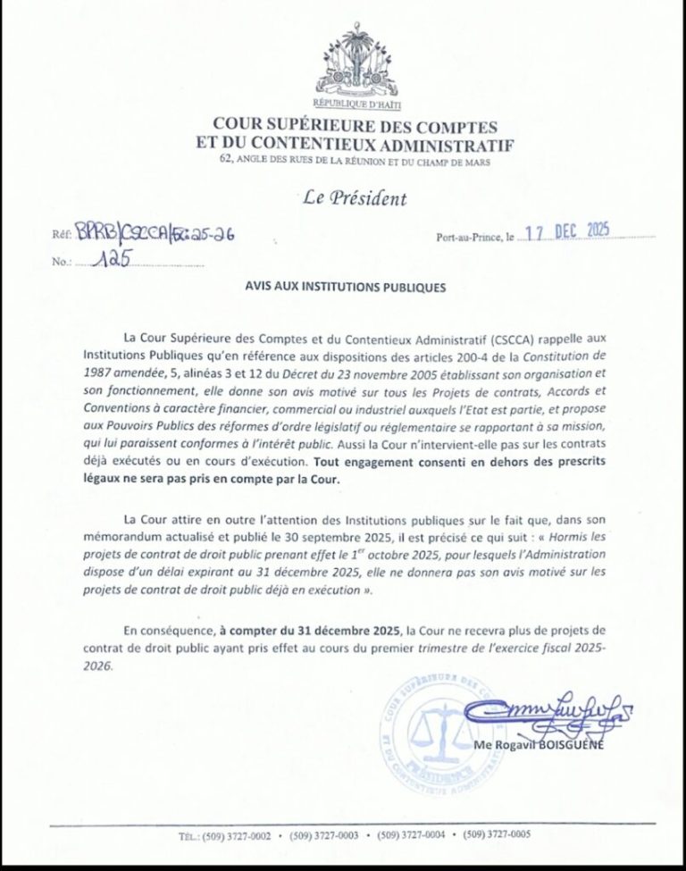 La CSCCA fixe une date butoir stricte pour l’examen des contrats publics